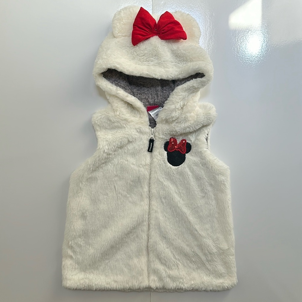 Disney Junior Girls’ Minnie Mouse White Faux Fur Vest - Size 6